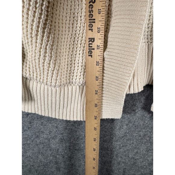 Universal threads Sweater Women XS Beige Crochet Knit Cardigan Coastal Pocket - Picture 5 of 7